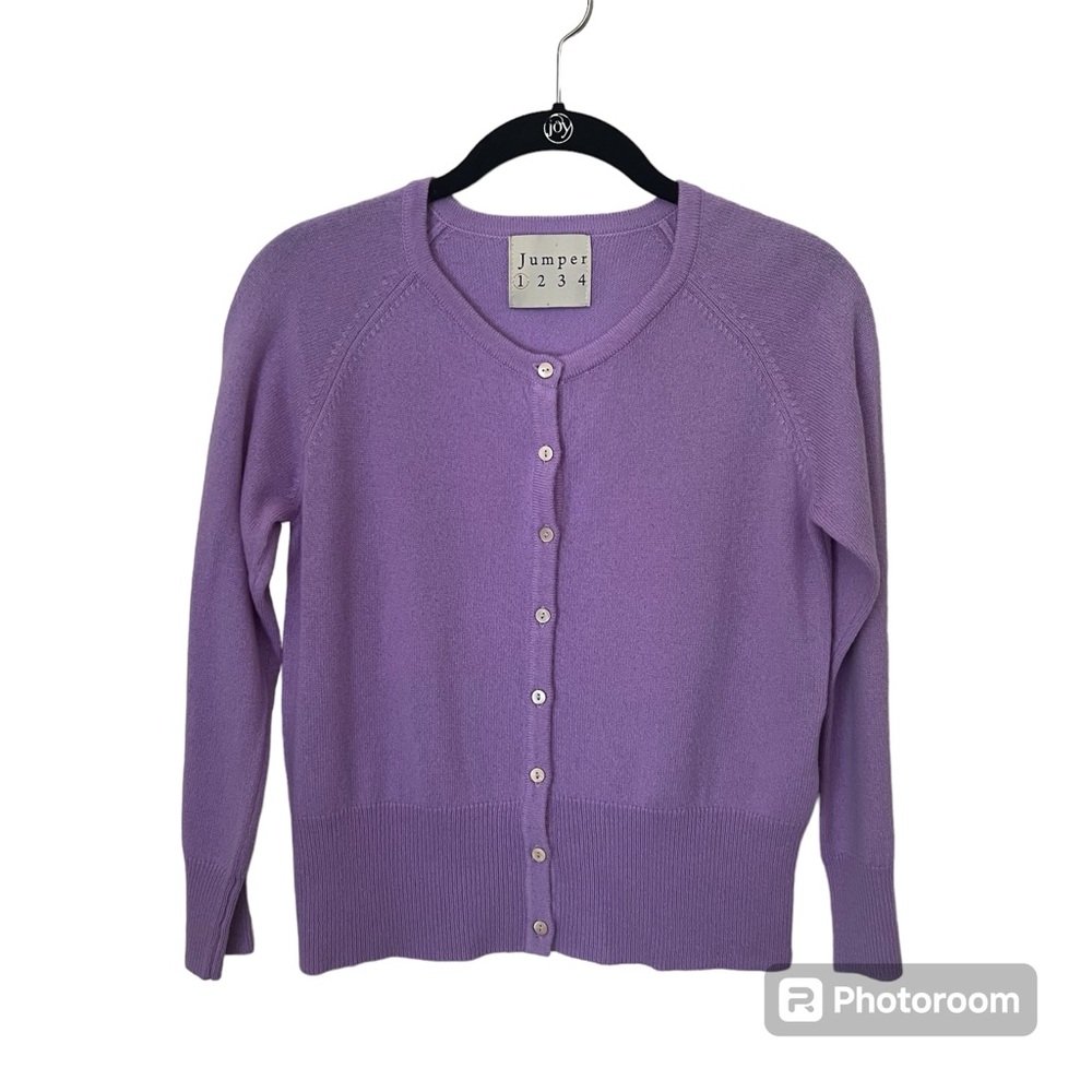 Jumper1234 Sweater Cardigan Purple Womens Size 1 Button Front 100% Cashmere